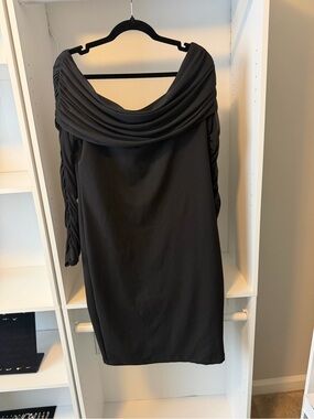 Fashion Nova Black Off Shoulder Ruched Mini Dress – 1X